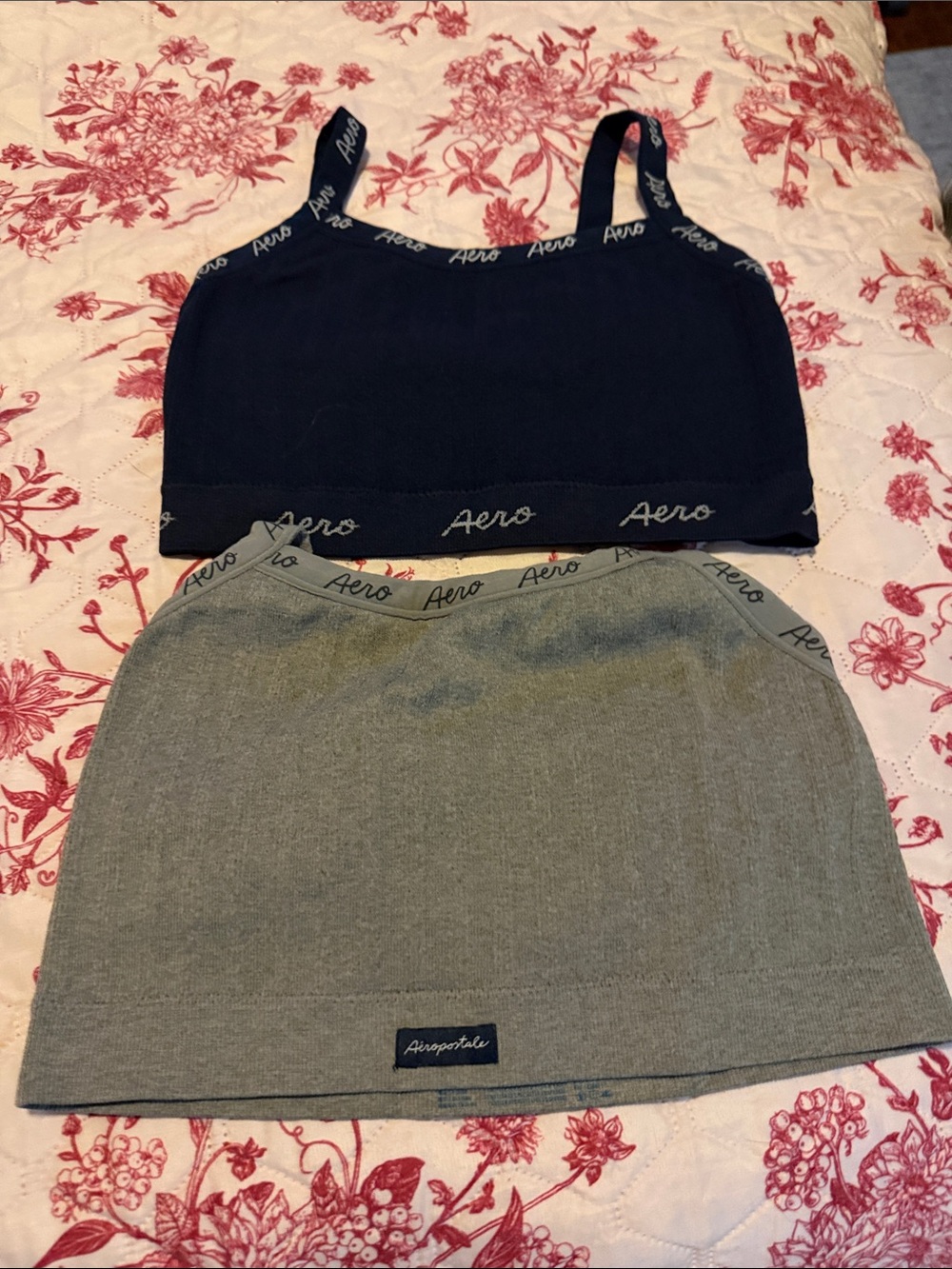 Aeropostale Navy & Gray Duo Branded Cropped Sports Tanks